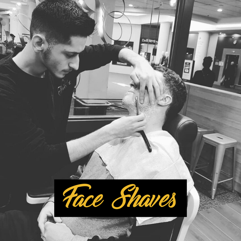 Hot towel shave available at Kingsmen Hair barbershop, just ask your barber