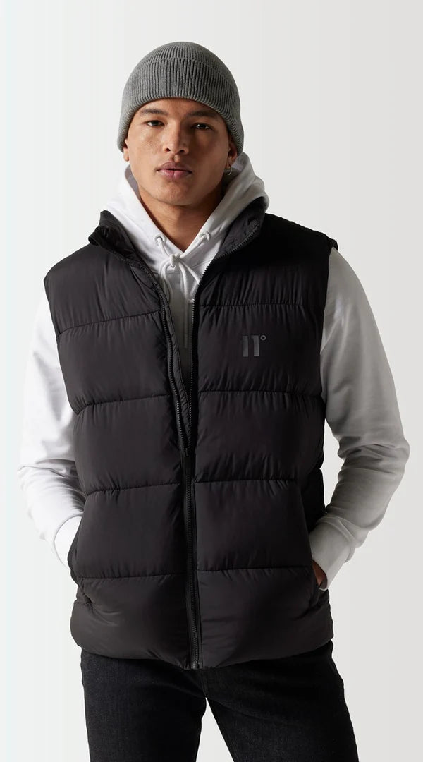 Panel Puffer Gilet - Black