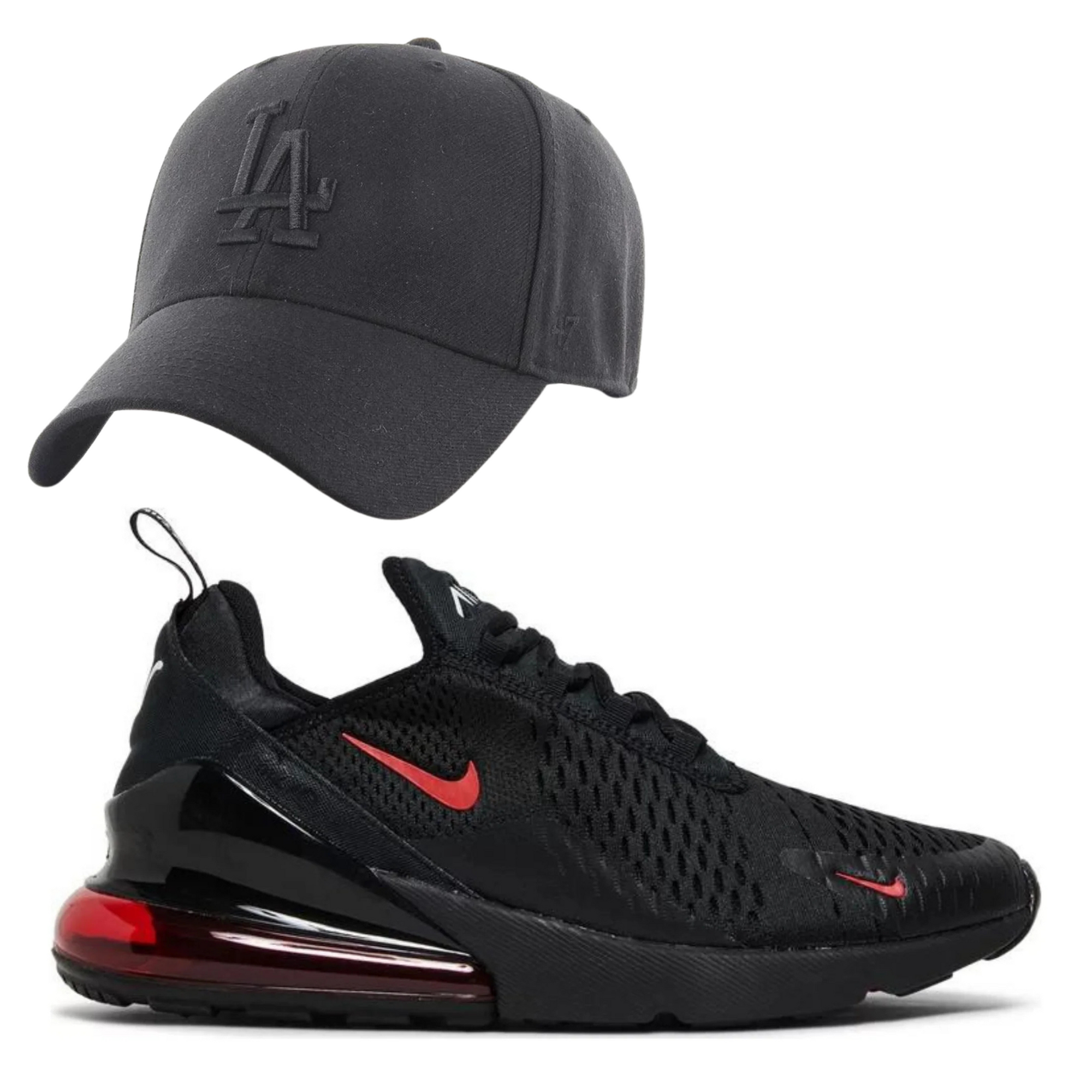 Nike Air Max 270 'Bred' + Los Angeles Dodgers Black/Black 47 MVP SNAPBACK 1