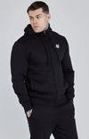 Black Essential Zip Through Funnel Hoodie