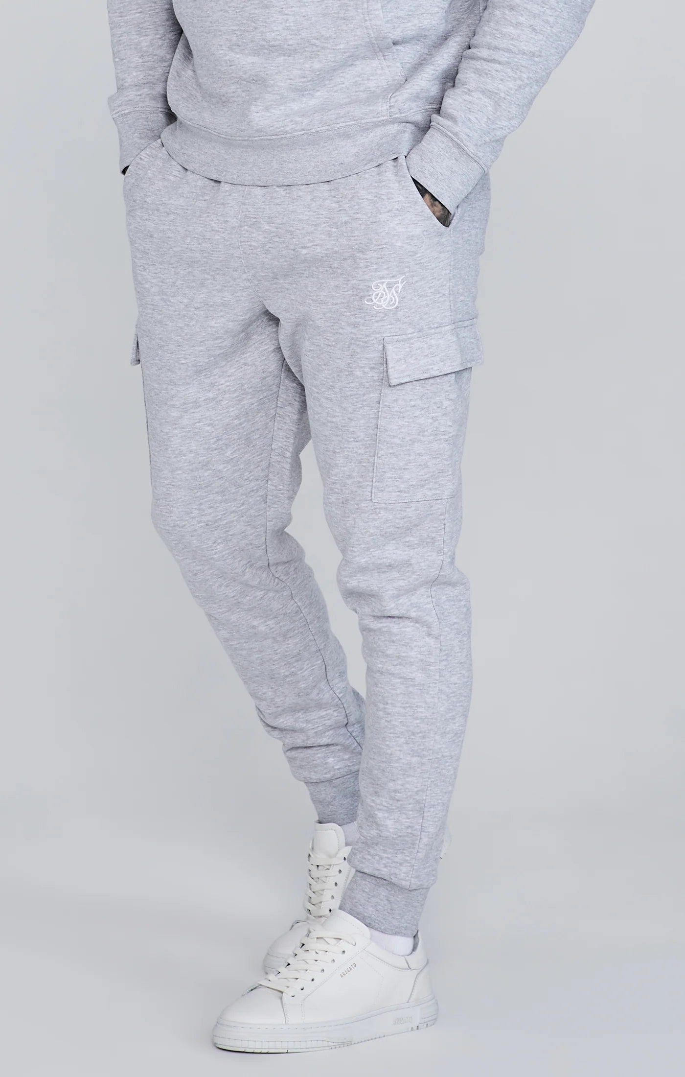 Grey Marl Essentials Cargo Joggers